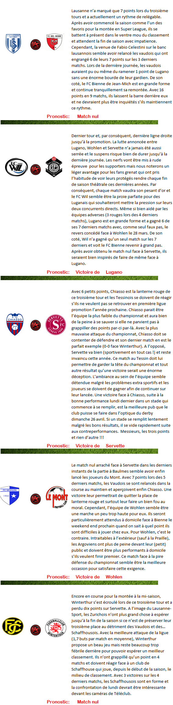 Le temps sur la challenge League3